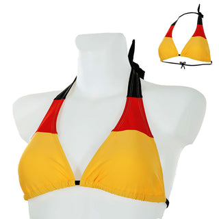 Bikini Oberteil onesize Deutschland schmale/breite Träger Triangel-Bikini Schwarz/Rot/Gold Fanartikel Fussball Badezubehör