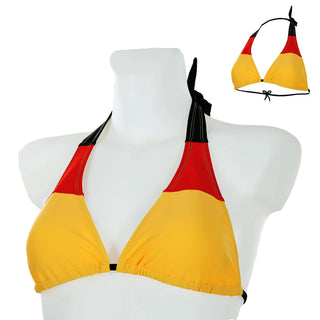 Bikini Oberteil onesize Deutschland schmale/breite Träger Triangel-Bikini Schwarz/Rot/Gold Fanartikel Fussball Badezubehör
