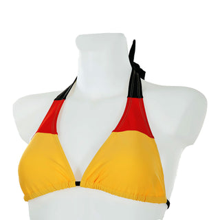 Bikini Oberteil onesize Deutschland schmale/breite Träger Triangel-Bikini Schwarz/Rot/Gold Fanartikel Fussball Badezubehör