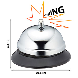Tischklingel Rezeptionsklingel silber Ø 8,5 cm Metall Tischglocke Hotelklingel Geschenkkarton Küchenorganizer