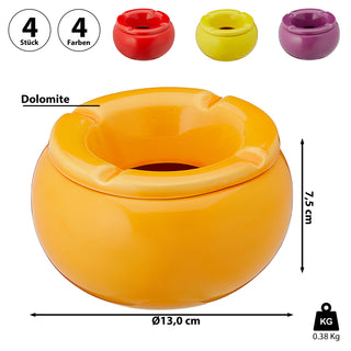 4er Set Sturmaschenbecher Uni Ø11 / Ø13cm Wind Aschenbecher