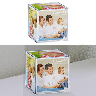 1/3x Fotowürfel 9x9 cm Kunststoff Würfel Multifotowürfel Foto Cubus Geschenkverpackung