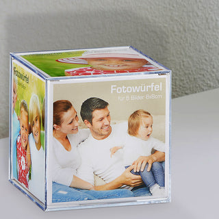 1/3x Fotowürfel 9x9 cm Kunststoff Würfel Multifotowürfel Foto Cubus Geschenkverpackung