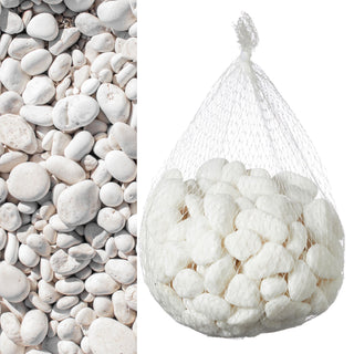 Dekosteine weiß 1Kg Set im Netz 2,5-4cm Steine Kieselsteine maritim Naturdeko Flusskiesel Streudeko Zierkies