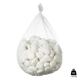 Dekosteine weiß 1Kg Set im Netz 2,5-4cm Steine Kieselsteine maritim Naturdeko Flusskiesel Streudeko Zierkies