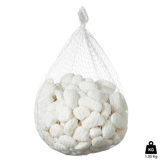Dekosteine weiß 1Kg Set im Netz 2,5-4cm Steine Kieselsteine maritim Naturdeko Flusskiesel Streudeko Zierkies