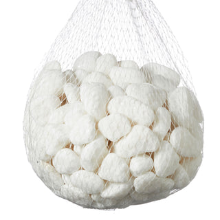 Dekosteine weiß 1Kg Set im Netz 2,5-4cm Steine Kieselsteine maritim Naturdeko Flusskiesel Streudeko Zierkies