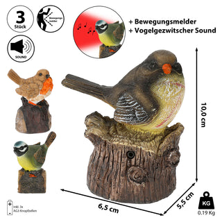 3er Set Bewegungsmelder "Vogel" 3fach sortiert Garten Bewegungssensor