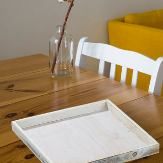 Deko Untersetzer 3er Set quadratisch/rechteckig 3 Größen creme/weiß ShabbyChic antik Holzplatte Dekoplatte Tablett