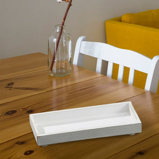 Deko Untersetzer 3er Set quadratisch/rechteckig 3 Größen creme/weiß ShabbyChic antik Holzplatte Dekoplatte Tablett