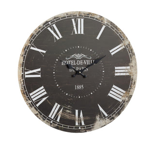 XL Wanduhr Nostalgie, Holz, Ø45cm (dunkel)