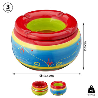 3/24x Sturmaschenbecher "Provence" Ø 13,5cm Keramik bunt Aschenbecher Windaschenbecher
