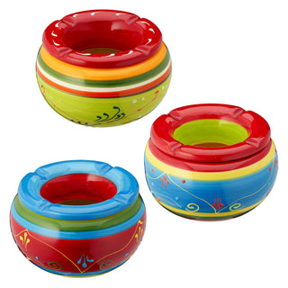 3/24x Sturmaschenbecher "Provence" Ø 13,5cm Keramik bunt Aschenbecher Windaschenbecher