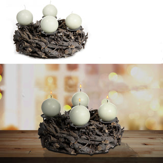 Adventskranz für vier Kerzen Äste Ø35x14cm rund Holz Metall Kerzenhalter Leuchter Advent Stumpenkerze