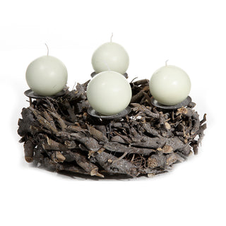 Adventskranz für vier Kerzen Äste Ø35x14cm rund Holz Metall Kerzenhalter Leuchter Advent Stumpenkerze