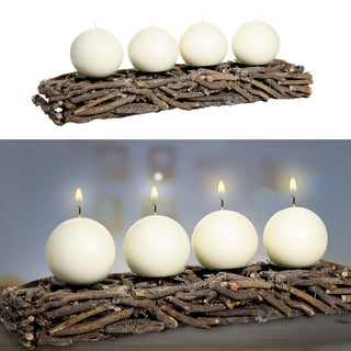 Adventsleuchter für vier Kerzen Äste 55x7x14cm rechteckig Holz Metall Kerzenhalter Leuchter Advent Stumpenkerze