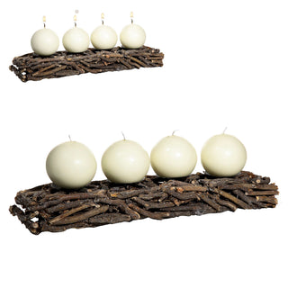 Adventsleuchter für vier Kerzen Äste 55x7x14cm rechteckig Holz Metall Kerzenhalter Leuchter Advent Stumpenkerze