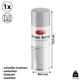 1/6x Dekospray silber/gold 111ml Bastelspray Spraydose Weihnachten Glitzerspray Glanzspray