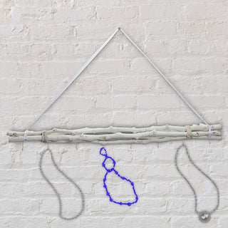 Fensterdeko Astbündel 8 Haken 80cm Dekostange Holzstangen weiß mit Juteseil