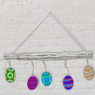 Fensterdeko Astbündel 8 Haken 80cm Dekostange Holzstangen weiß mit Juteseil