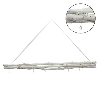 Fensterdeko Astbündel 8 Haken 80cm Dekostange Holzstangen weiß mit Juteseil