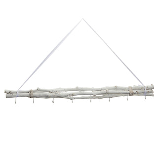 Fensterdeko Astbündel 8 Haken 80cm Dekostange Holzstangen weiß mit Juteseil