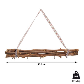 Dekostange Astbündel braun geflammt mit 5 Metalhaken 50cm Dekostange Holzstange mit Juteseil