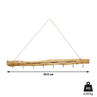 Dekostange Astbündel natur mit 8 Metalhaken 80cm Dekostange Holzstange mit Juteseil