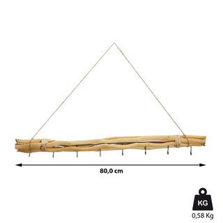 Dekostange Astbündel natur mit 8 Metalhaken 80cm Dekostange Holzstange mit Juteseil
