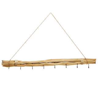 Dekostange Astbündel natur mit 8 Metalhaken 80cm Dekostange Holzstange mit Juteseil