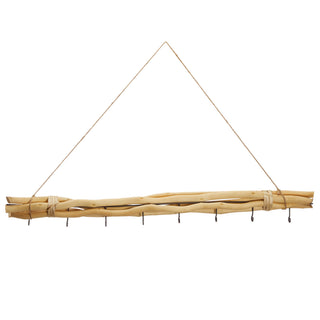 Dekostange Astbündel natur mit 8 Metalhaken 80cm Dekostange Holzstange mit Juteseil