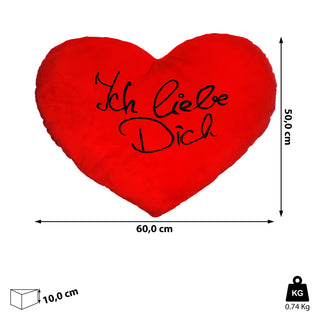 Plüschherz "Ich liebe dich" / "Ti Amo" 24cm / XXL: 60cm Herzkissen Kissen Kuschelkissen rot Plüsch Geschenk Liebe