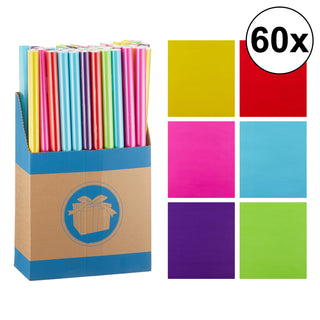 60er Pack Geschenkpapier 70 x 200 cm 6fach sortiert