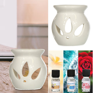 Duftölset mit Duftlampe 3 Düfte 10 ml Rose Vanille Ocean 8x15cm Duftöl Aromalampe