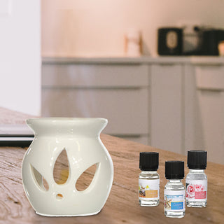 Duftölset mit Duftlampe 3 Düfte 10 ml Rose Vanille Ocean 8x15cm Duftöl Aromalampe