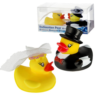 Badeente Hochzeitspaar H5cm Enten Badespielzeug Hochzeit Brautpaar Braut Bräutigam Geschenk