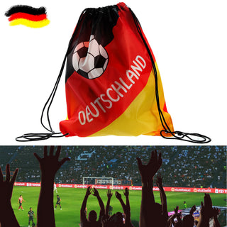 1/12x Matchbeutel Sportbeutel Deutschland Beutel 35x42cm mit Kordel Schwarz/Rot/Gold Fanartikel Fussball