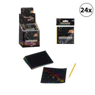 24er Set Scratch Kratzpapier mit Kratzstäbchen zum Schreiben Malen und Basteln