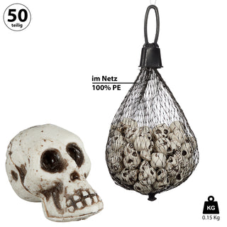 Totenköpfe Streudeko 50tlg Kunststoff 1,4x2,3x1,7cm Totenkopf Halloween Tischdeko Schädel Gruselparty