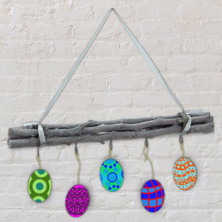 Dekostange Astbündel aus Birkenholz mit 5 Metalhaken 50cm Dekostange grau mit Juteseil