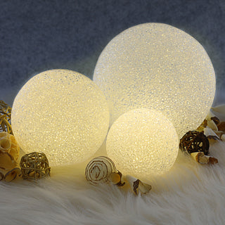 XL LED Kugel Kunststoff Metall Ø:10/20cm weiß Lampe Stimmungslicht Gartendeko Licht Leuchte Kunststoff Crinkledesign batteriebetrieben
