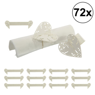 72x Faltbare Serviettenringe Hochzeit