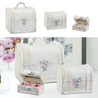 Truhenset mit Henkeln 3er weiß Kisten 3 Größen Truhen Dekoboxen Holzkisten Shabbychic Vintage-Optik