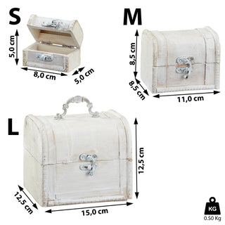 Truhenset 3teilig weiß Vintage Design 3 Größen Truhen Boxen Holzkisten