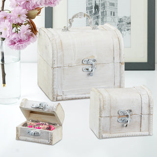 Truhenset mit Henkeln 3er weiß Kisten 3 Größen Truhen Dekoboxen Holzkisten Shabbychic Vintage-Optik