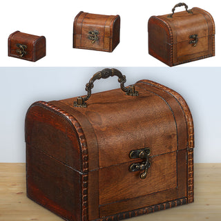 Holztruhe 3er Set Deckel Schloss Tragehenkel Truhen drei Größen Schatztruhe Holzkiste