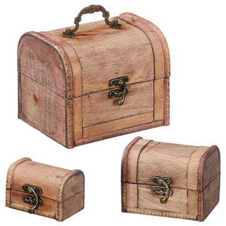 Holztruhe 3er Set Kisten drei Größen Eichenholz hellbraun Truhen Dekoboxen Holzkisten Kolonialstil Vintage-Optik