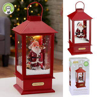 Schneelaterne Santa Weihnachtsmann Licht Sound Schneefunktion H40cm Weihnachtsmusik Weihnachtsbeleuchtung Lampe