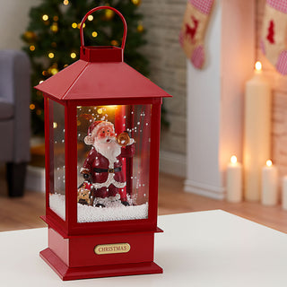 Schneelaterne Santa Weihnachtsmann Licht Sound Schneefunktion H40cm Weihnachtsmusik Weihnachtsbeleuchtung Lampe