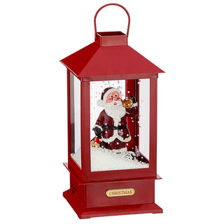 Schneelaterne Santa Weihnachtsmann Licht Sound Schneefunktion H40cm Weihnachtsmusik Weihnachtsbeleuchtung Lampe